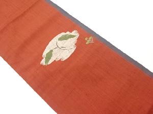 リサイクル　手織り紬雲に葉模様織出し袋帯